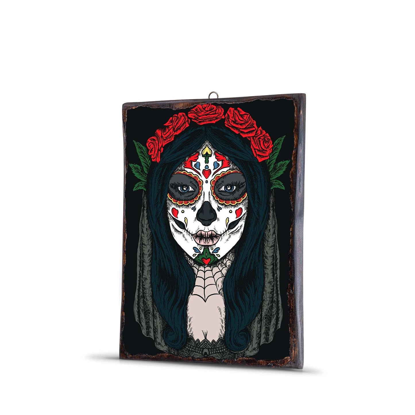 DIA DE LOS MUERTOS ROSES SUGAR SKULL WOODEN FRAME - WF012 - Apnoia