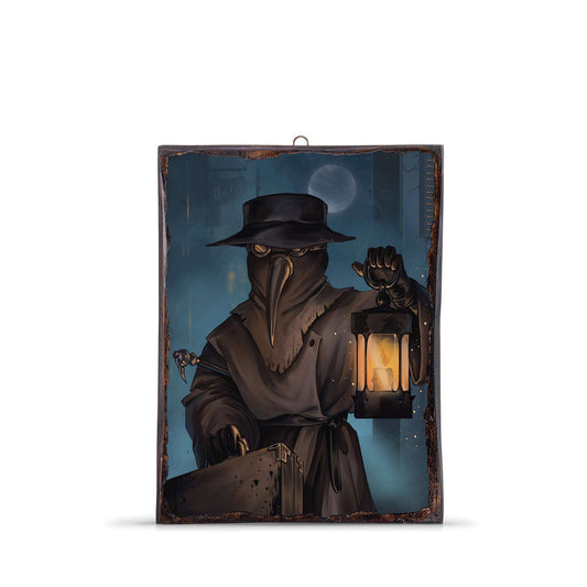 PLAGUE DOCTOR WITH LANTERN WOODEN FRAME- 146 - Apnoia