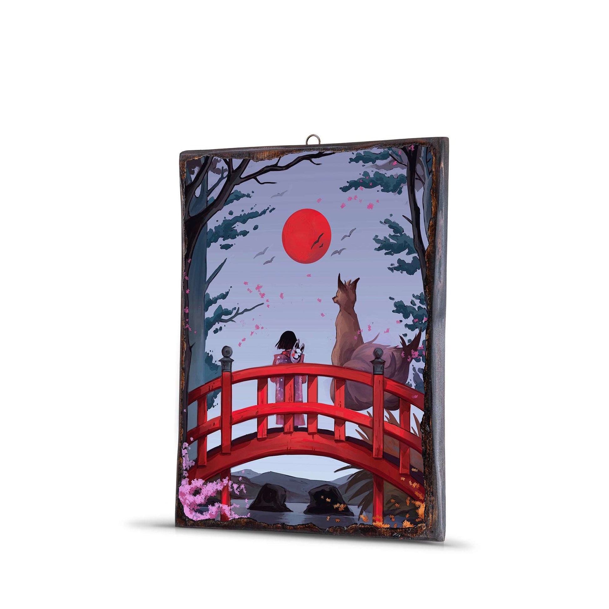 KITSUNE MOTHER AND DAUGHTER WOODEN FRAME - WF147 - Apnoia