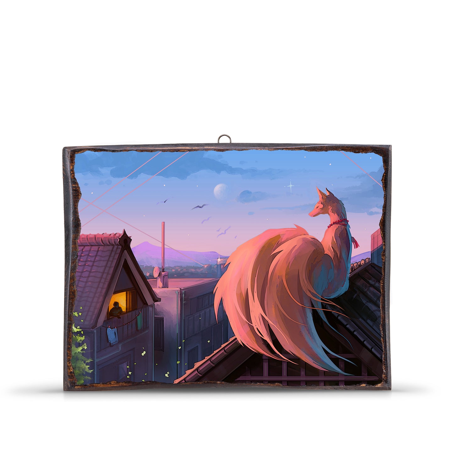KITSUNE FALLING IN LOVE WITH A HUMAN MAN WOODEN FRAME - WF152
