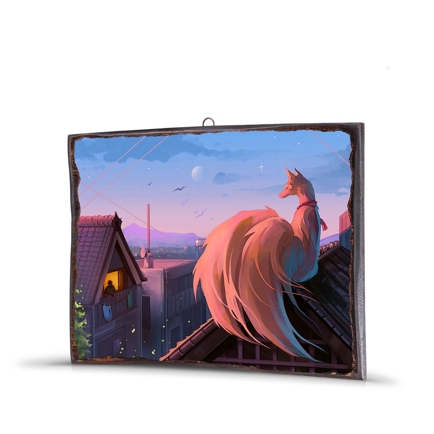 KITSUNE FALLING IN LOVE WITH A HUMAN MAN WOODEN FRAME - WF152