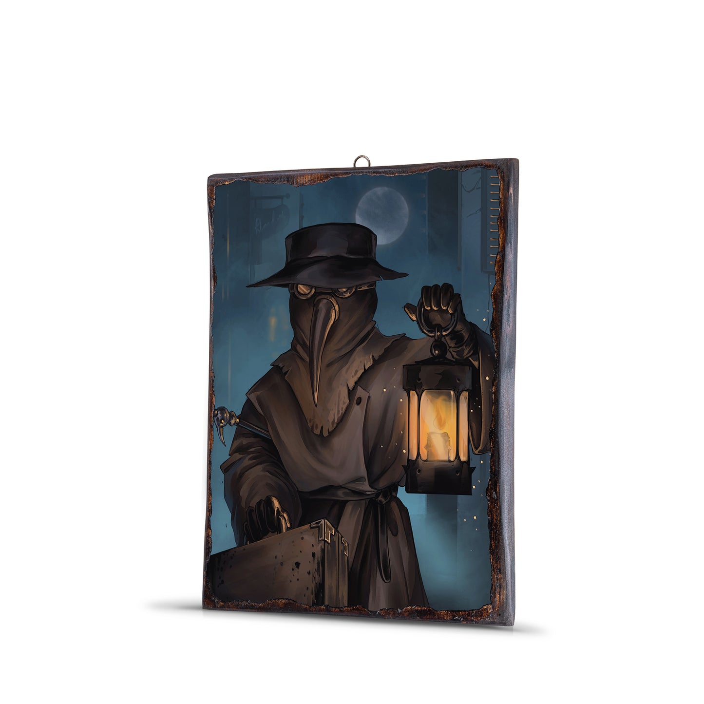 PLAGUE DOCTOR WITH LANTERN WOODEN FRAME- 146 - Apnoia