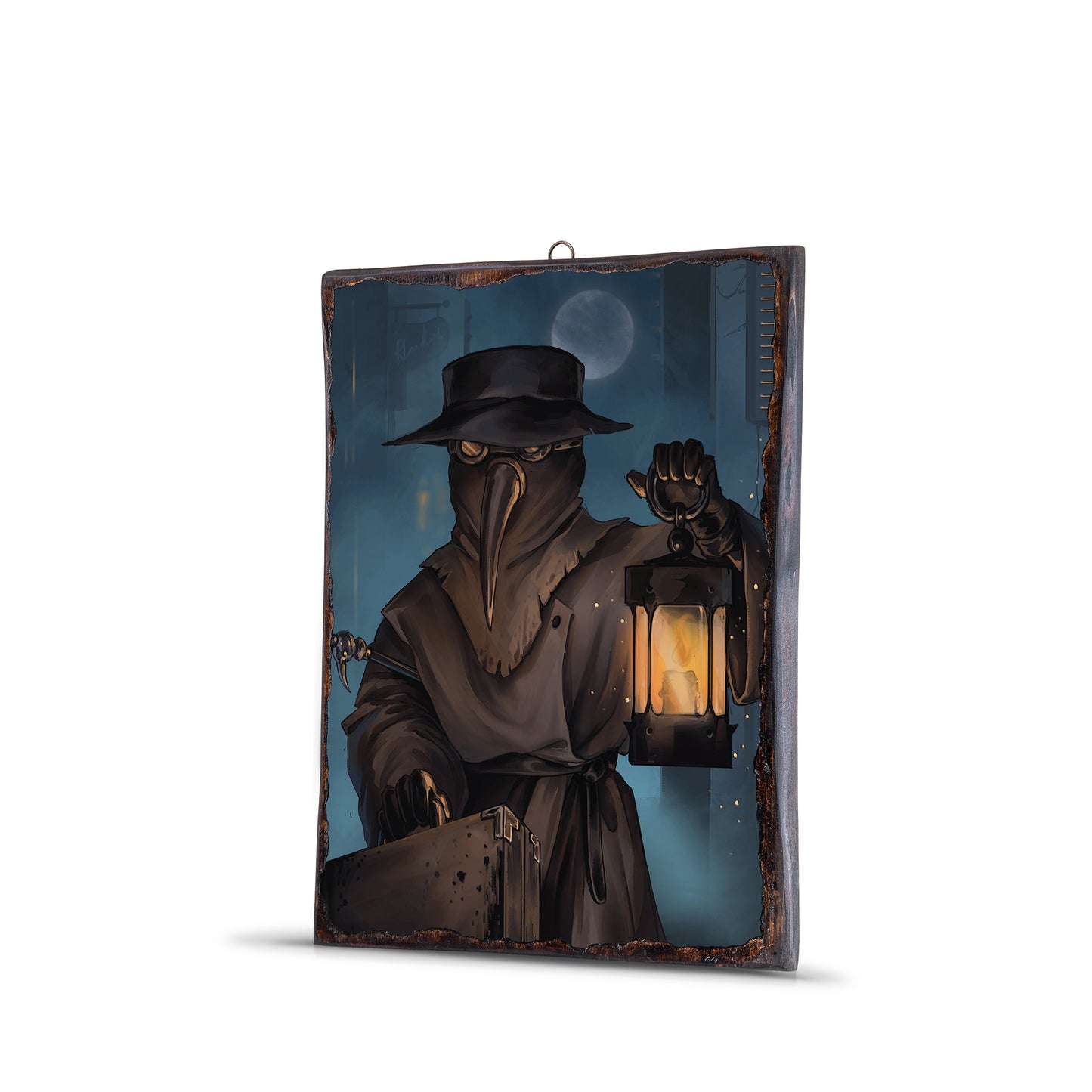 PLAGUE DOCTOR WITH LANTERN WOODEN FRAME- 146